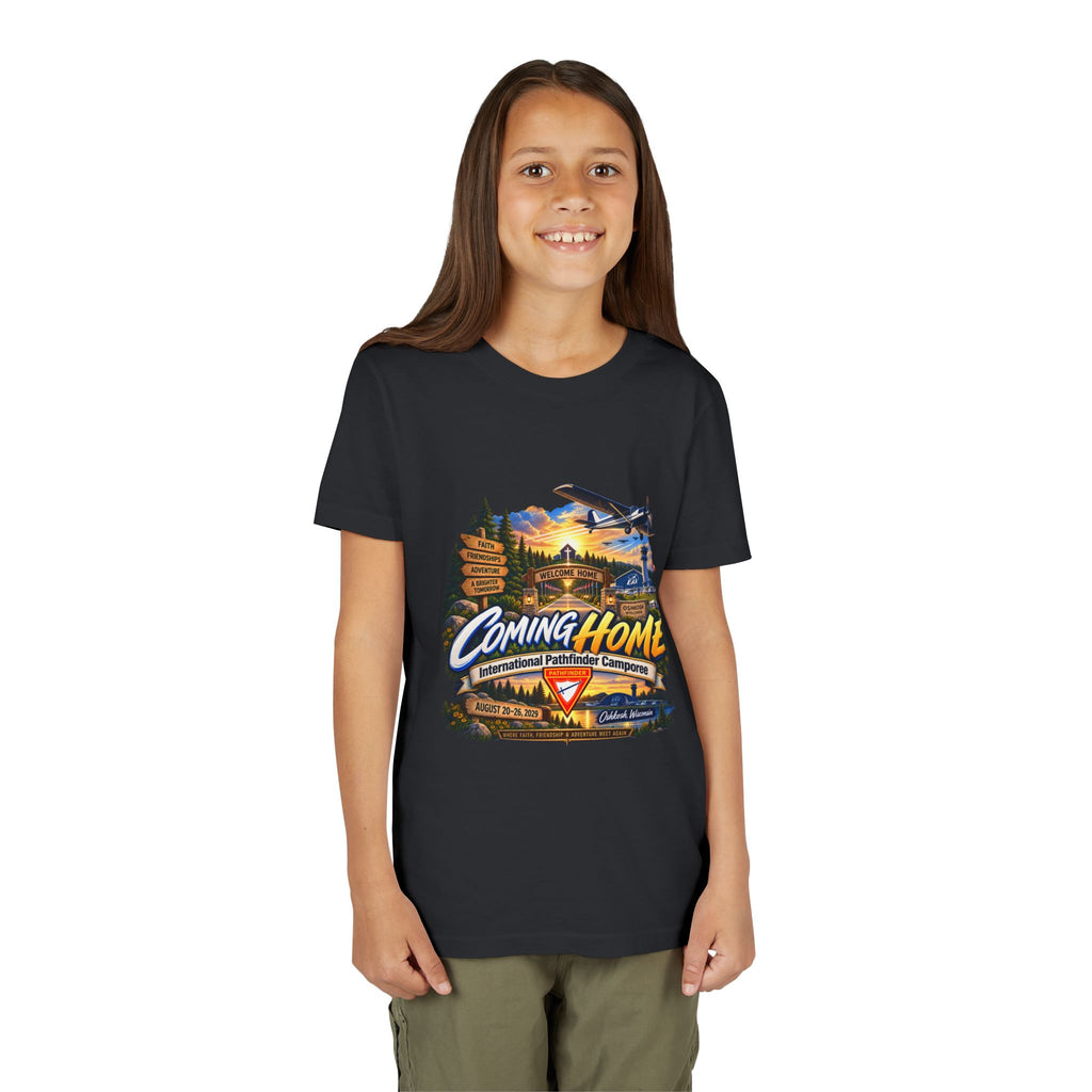 International Pathfinder Camporee - Stand Strong - Osh Kosh T-Shirt/Youth Tee — "Coming Home"