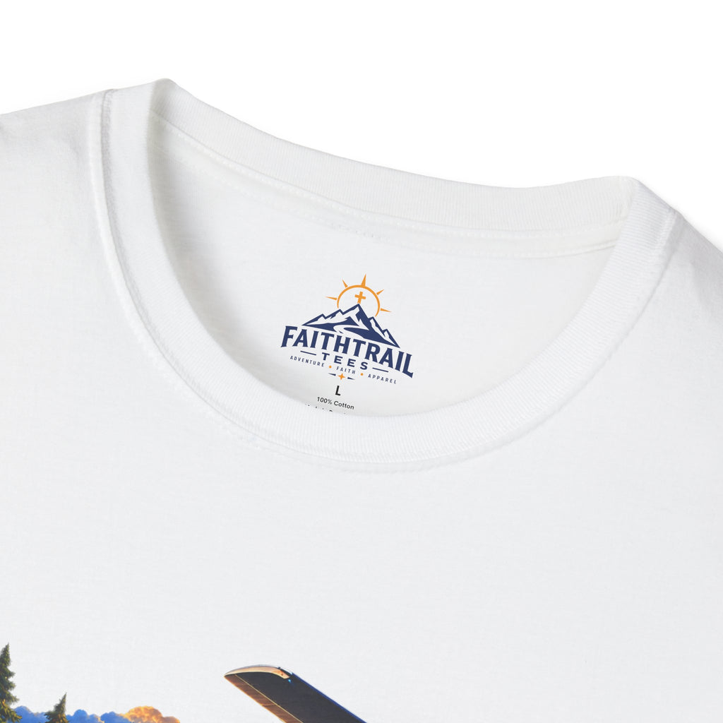 International Pathfinder Camporee 2029 (Stand Strong)- Coming Home T-Shirt — Vintage Airplane Sunset Travel Tee