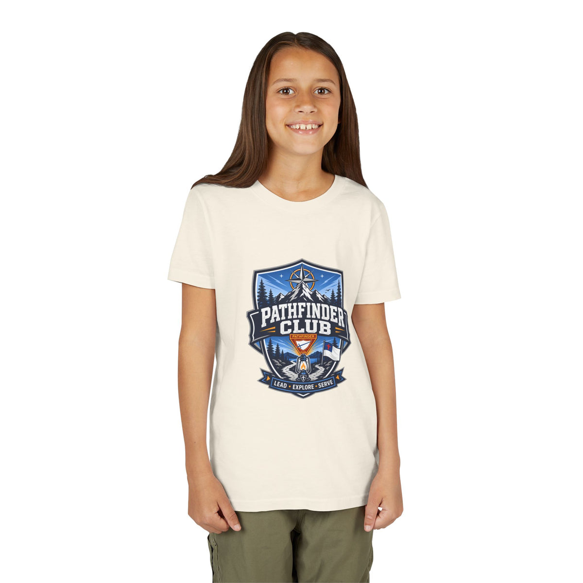 Conquistadores Camiseta para jóvenes | Camping Compass, Fogata, Pinos
