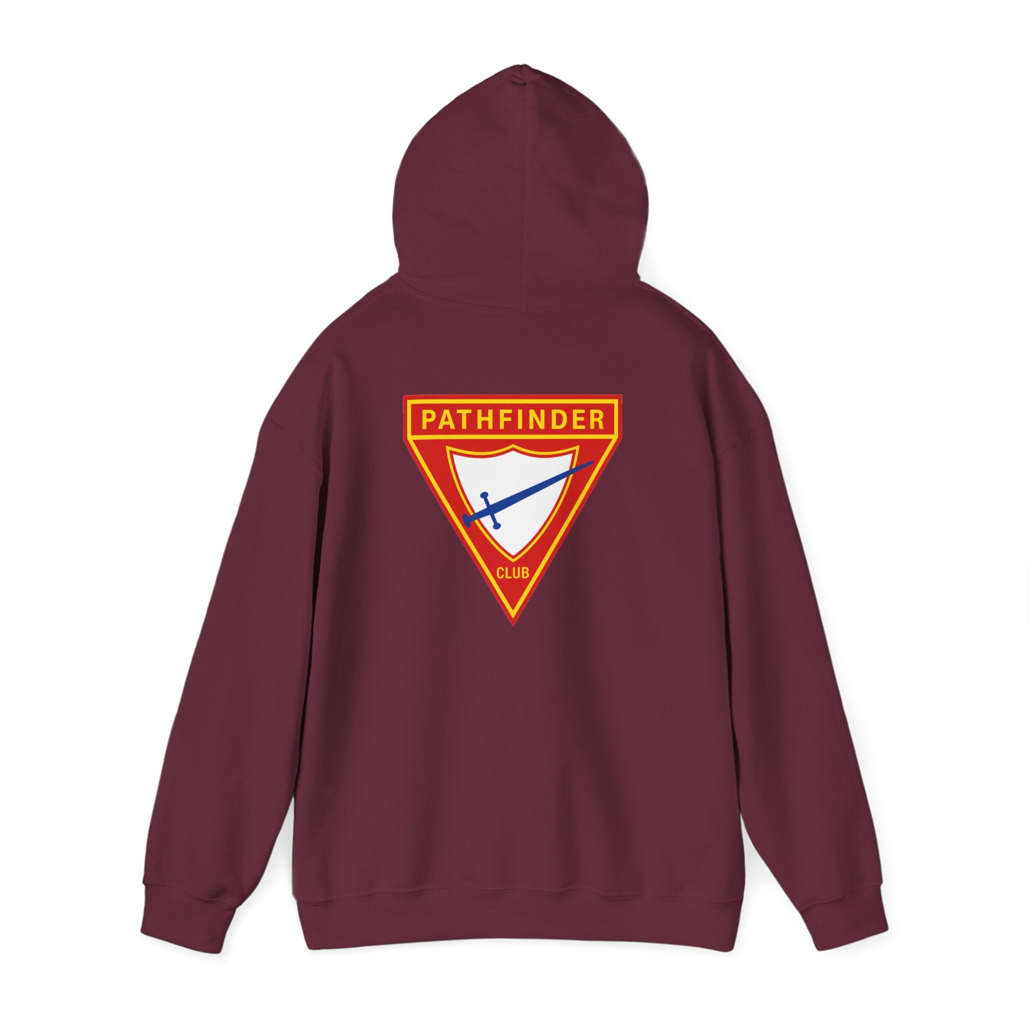 Pathfinder Club Hoodie — Vintage Triangle Patch Logo Hooded Sweatshirt