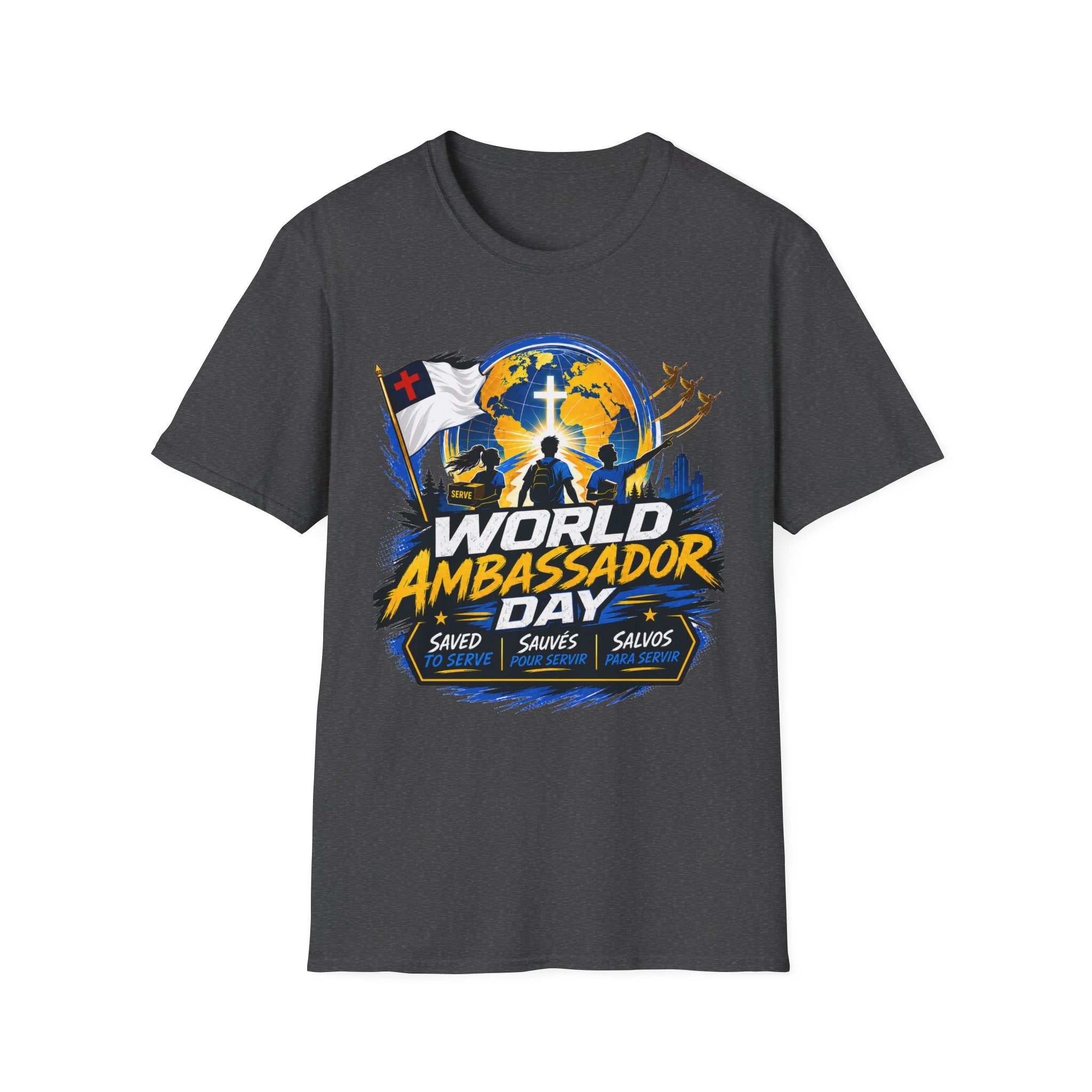 World Ambassador Day Adult Unisex T-Shirt | Christian Faith Cross Globe Design