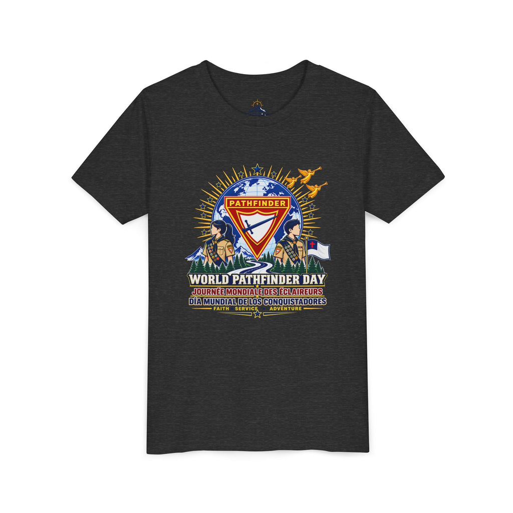 Youth Tee — World Pathfinder Day Badge Graphic (Trilingual)