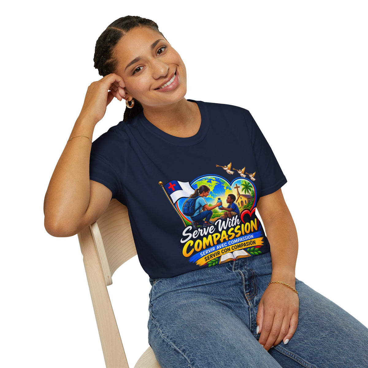 Serve With Compassion T-Shirt — Christian Faith-Based Volunteer Tee
