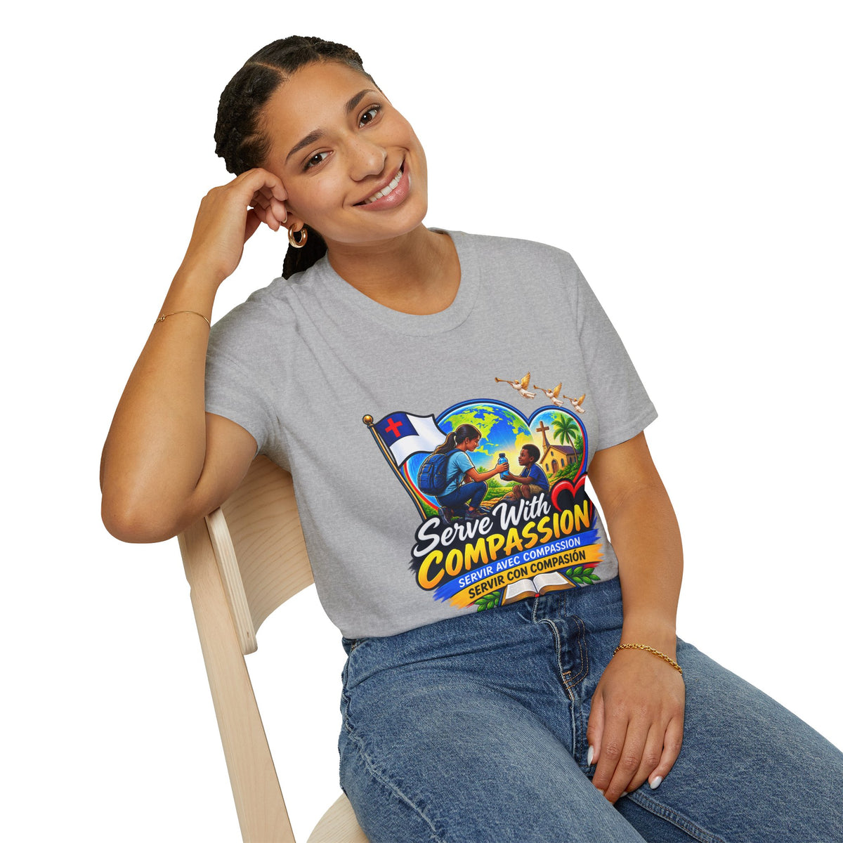 Serve With Compassion T-Shirt — Christian Faith-Based Volunteer Tee