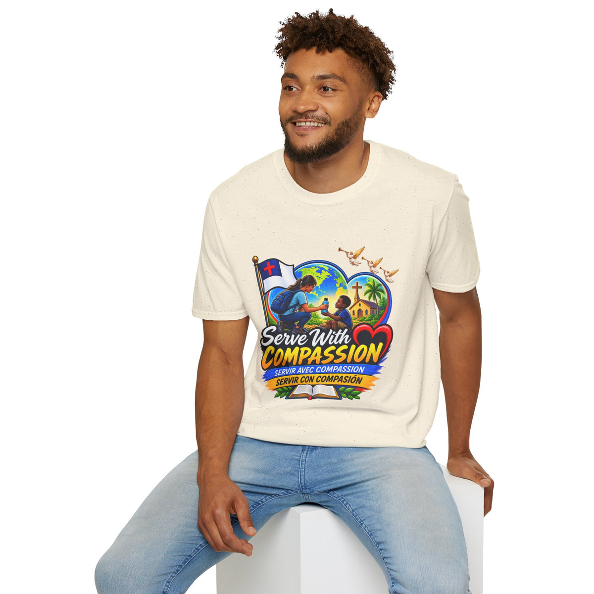 Serve With Compassion T-Shirt — Christian Faith-Based Volunteer Tee
