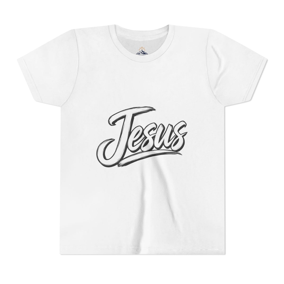 Youth Tee — 'Jesus' Script Graphic Christian Kids Shirt