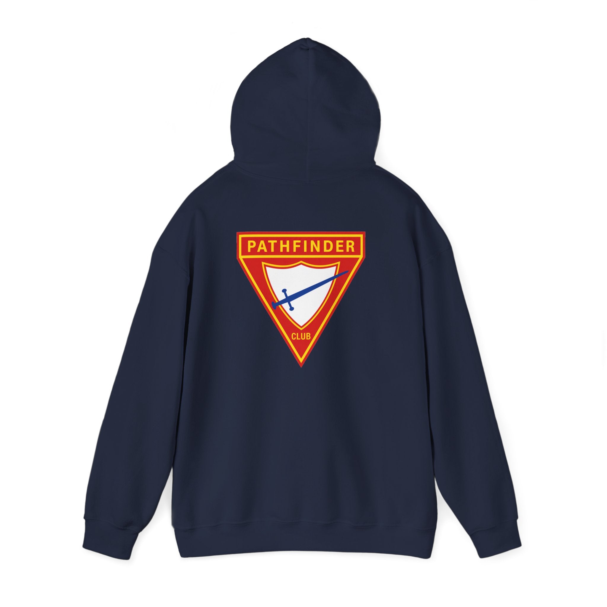 Pathfinder Club Hoodie — Vintage Triangle Patch Logo Hooded Sweatshirt