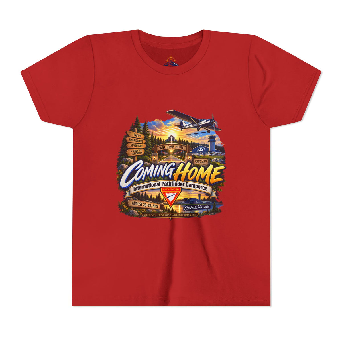 International Pathfinder Camporee - Stand Strong - Osh Kosh T-Shirt/Youth Tee — "Coming Home"