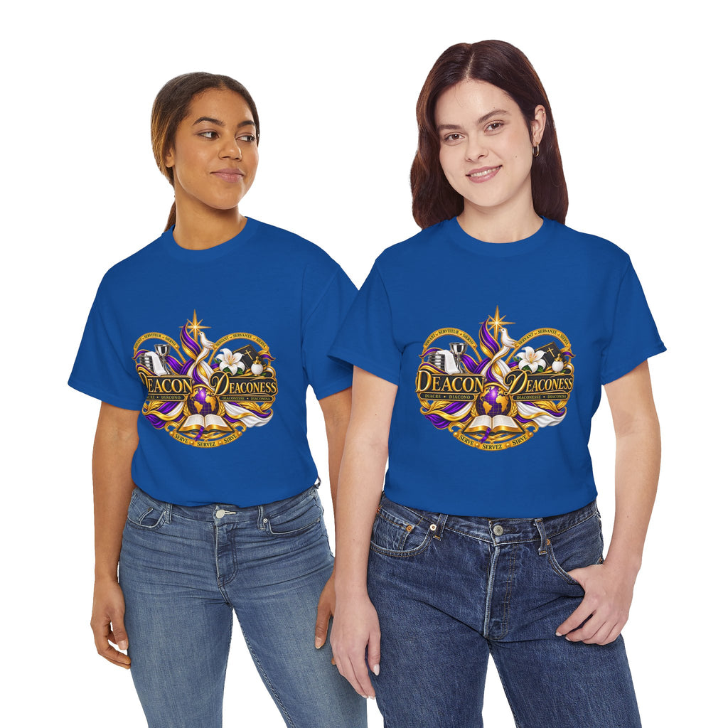Deacon & Deaconess Heart Logo T-Shirt — Church Ministry Tee (Purple & Gold)