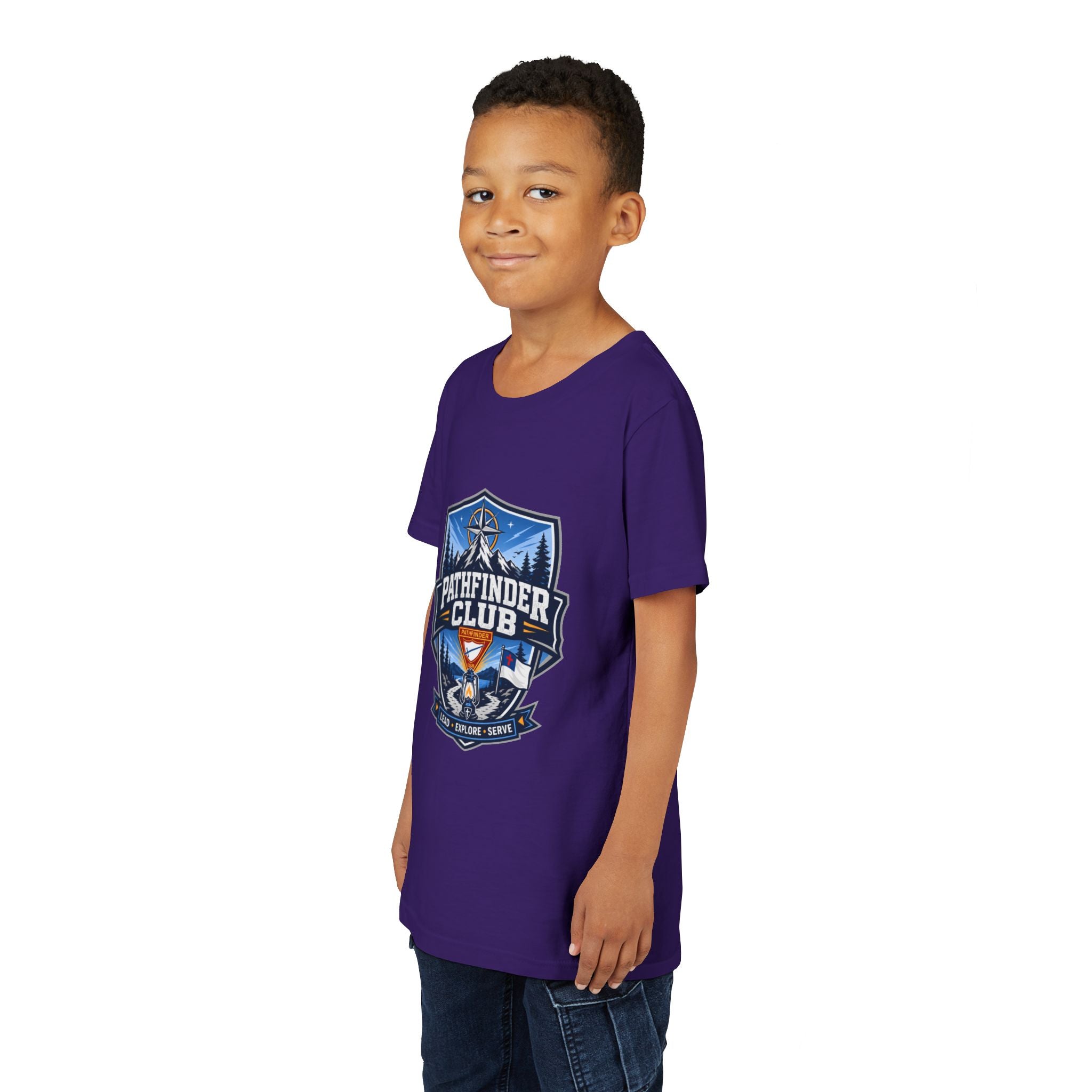 Conquistadores Camiseta para jóvenes | Camping Compass, Fogata, Pinos