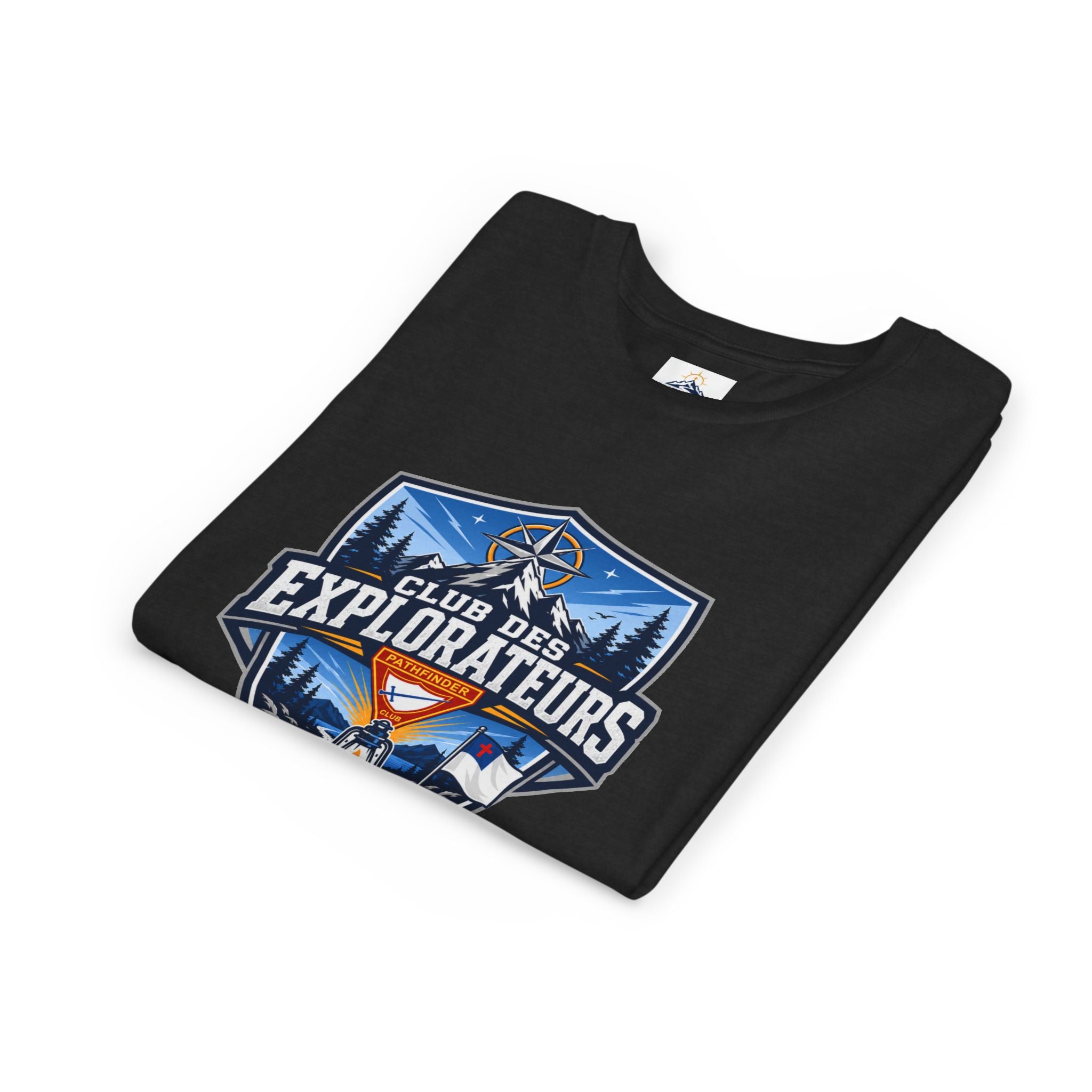 Explorateurs T-shirt pour les jeunes | Compas de camping, feu de camp, pins