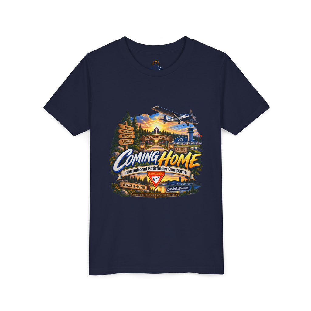 International Pathfinder Camporee - Stand Strong - Osh Kosh T-Shirt/Youth Tee — "Coming Home"