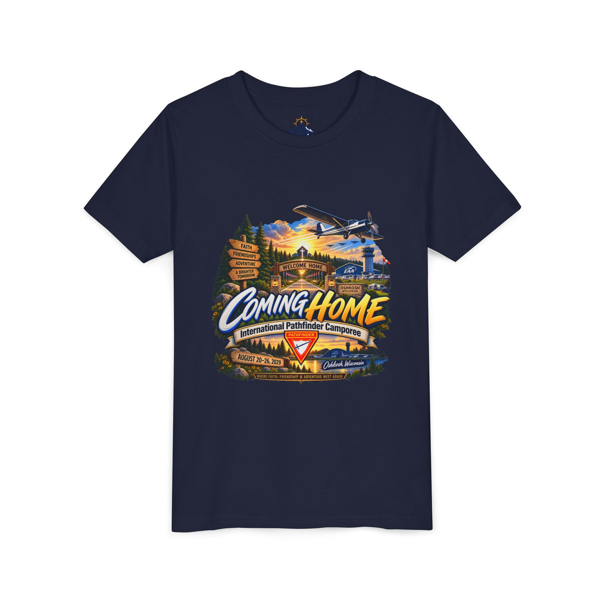 International Pathfinder Camporee - Stand Strong - Osh Kosh T-Shirt/Youth Tee — "Coming Home"