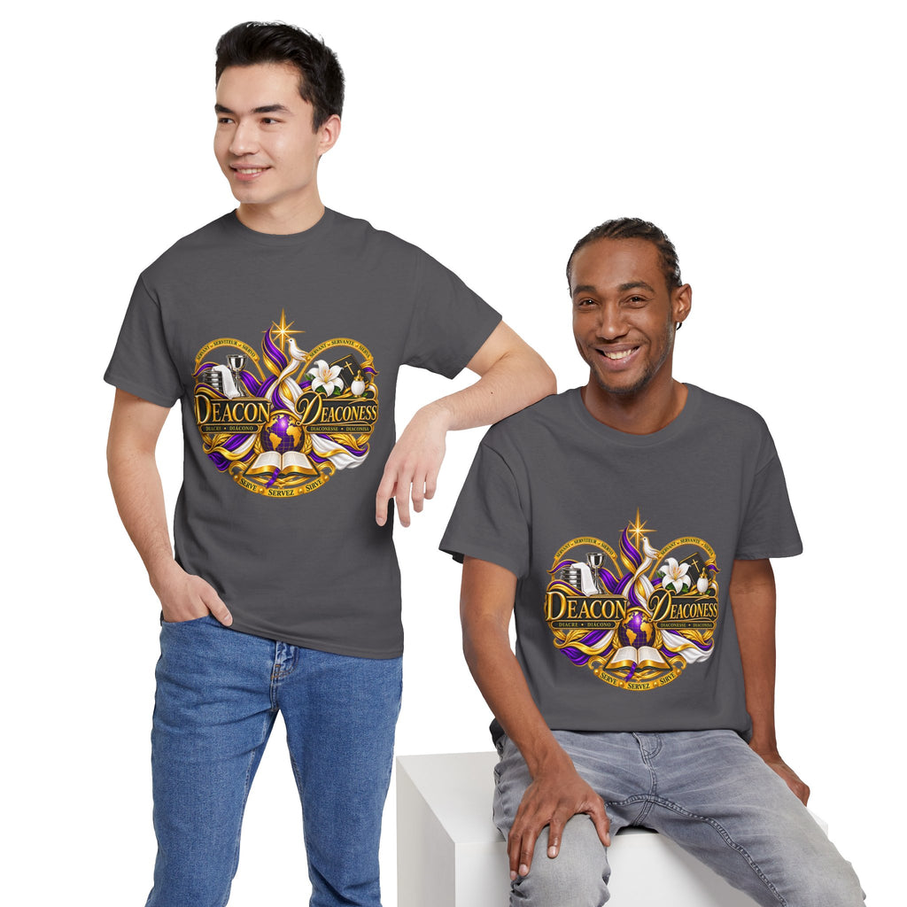 Deacon & Deaconess Heart Logo T-Shirt — Church Ministry Tee (Purple & Gold)