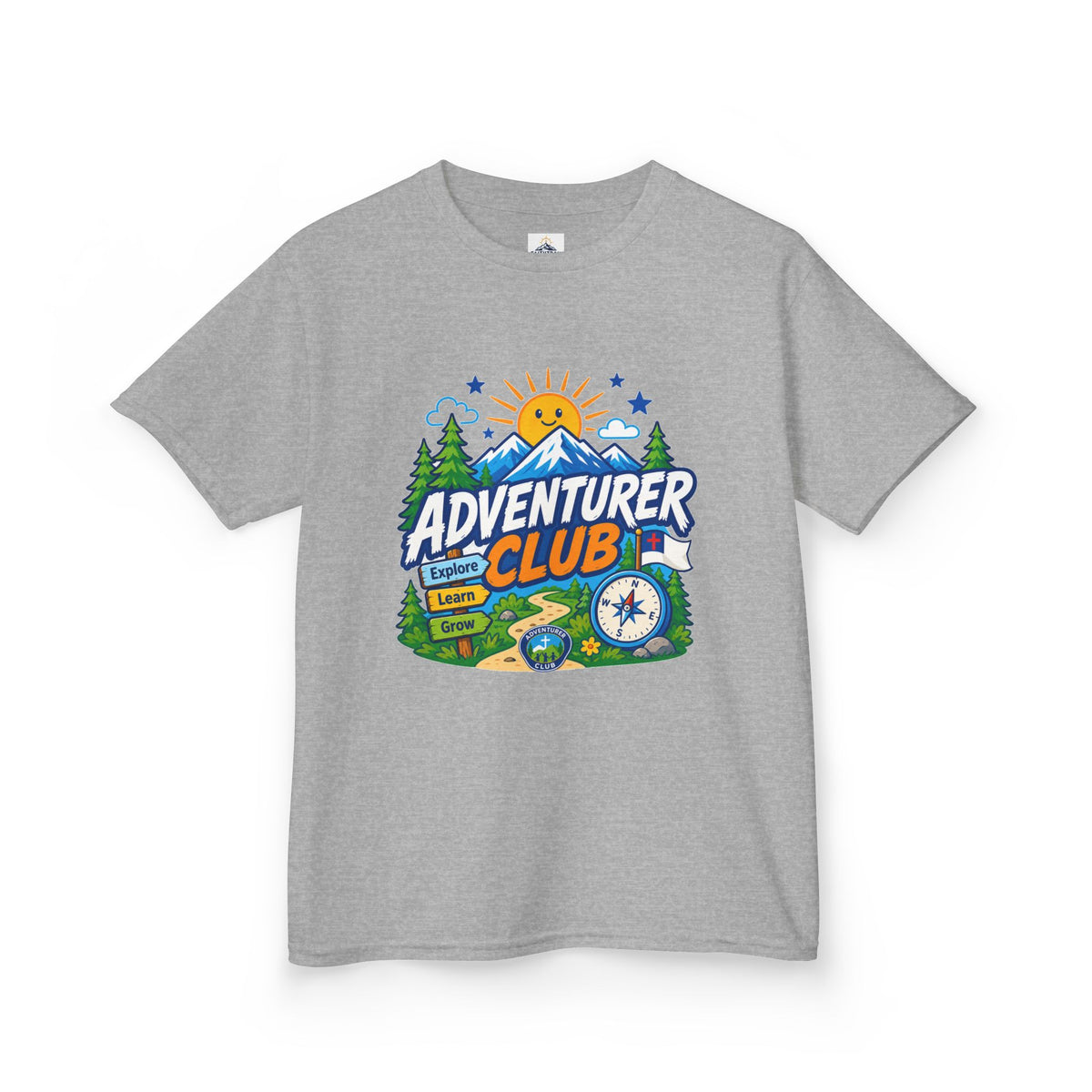 Adventurer Club Kids Tee | Camping Compass Sunrise Outdoors