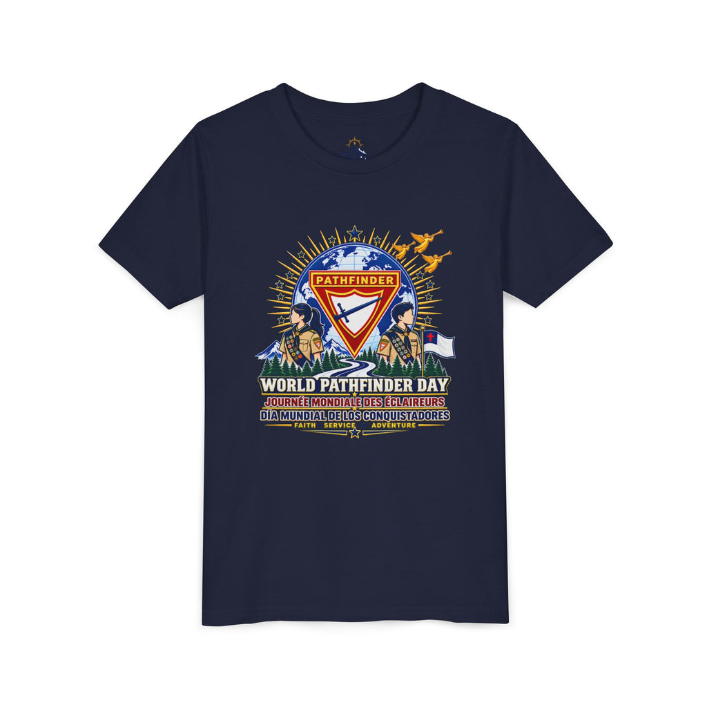 Youth Tee — World Pathfinder Day Badge Graphic (Trilingual)