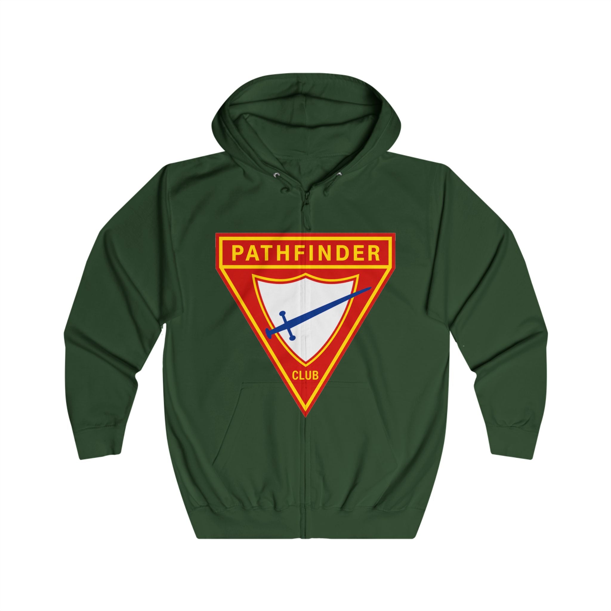 Pathfinder Club Zip Hoodie – Retro Shield Logo Hoodie