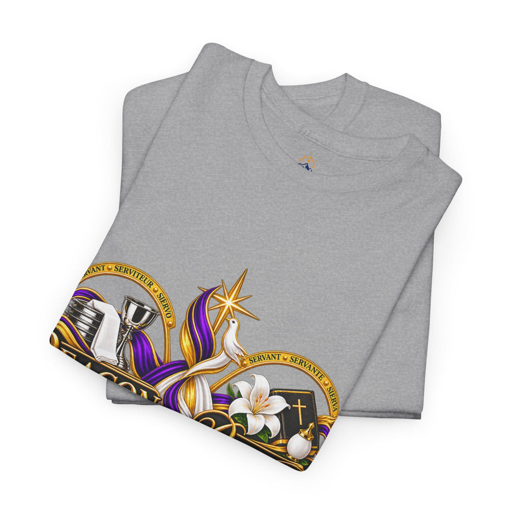 Deacon & Deaconess Heart Logo T-Shirt — Church Ministry Tee (Purple & Gold)
