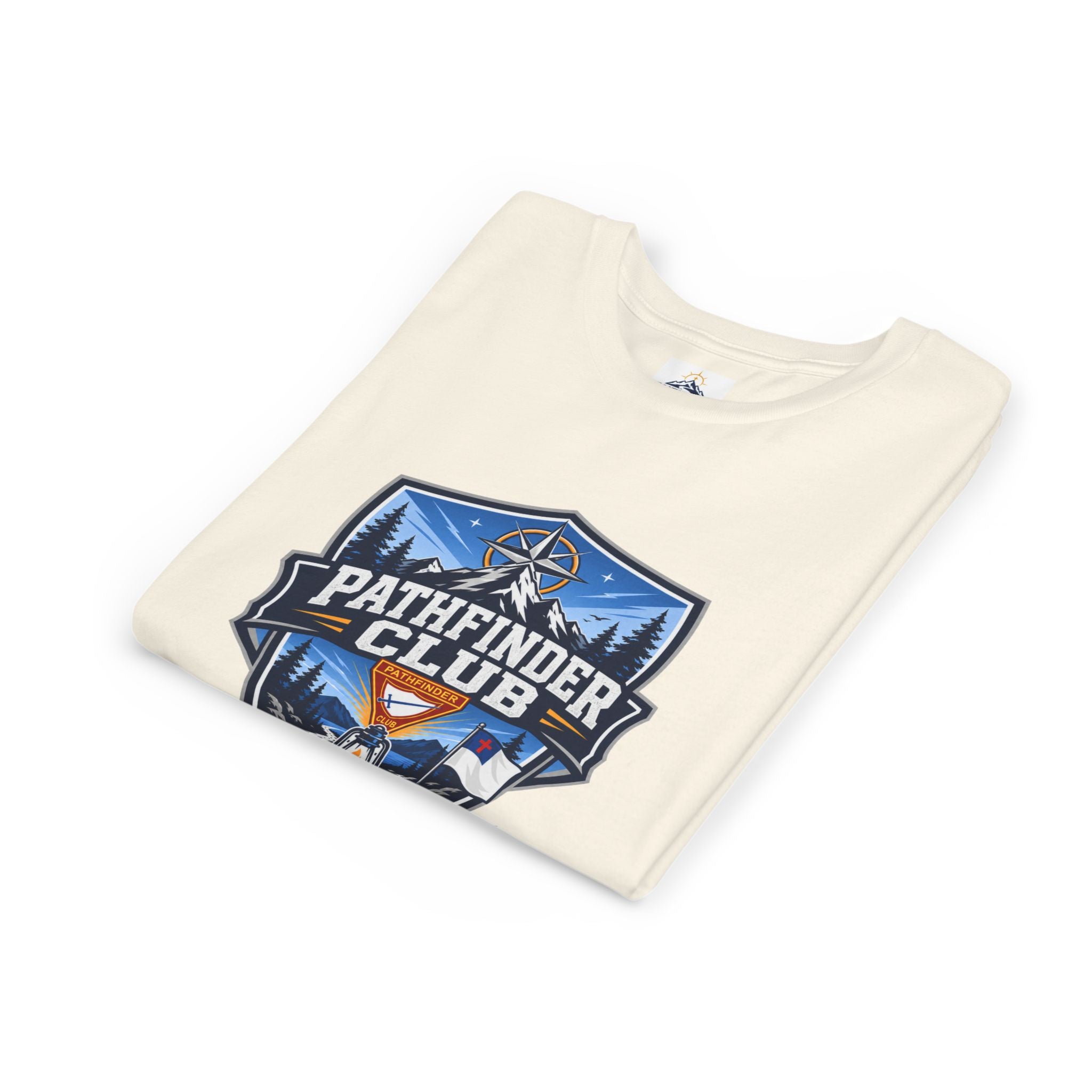 Pathfinder Club Youth T-Shirt | Camping Compass, Campfire, Pine Trees
