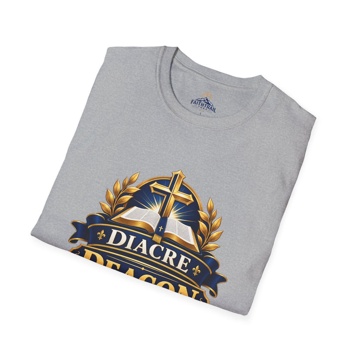 Deacon Faith T-Shirt — 'Diacre' Church Cross & Bible Emblem