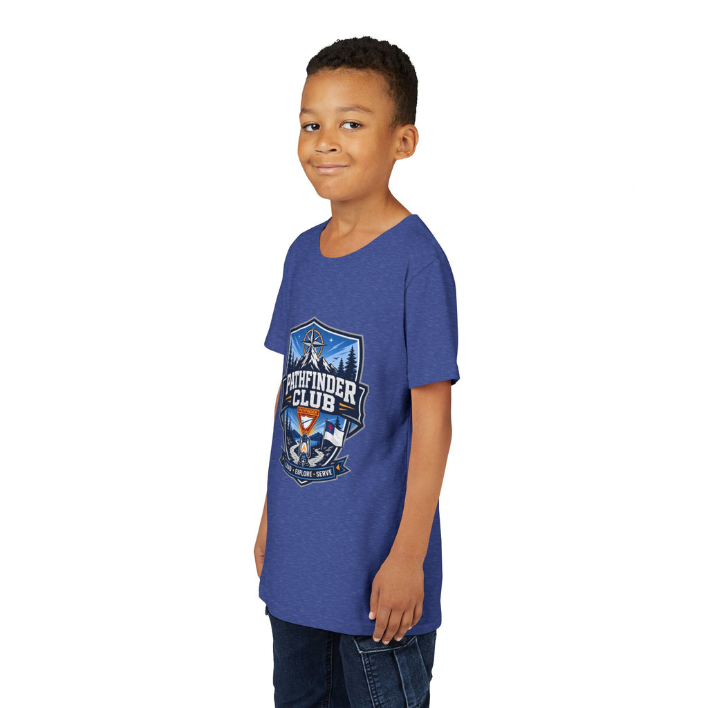 Conquistadores Camiseta para jóvenes | Camping Compass, Fogata, Pinos