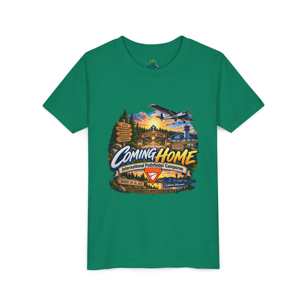 International Pathfinder Camporee - Stand Strong - Osh Kosh T-Shirt/Youth Tee — "Coming Home"