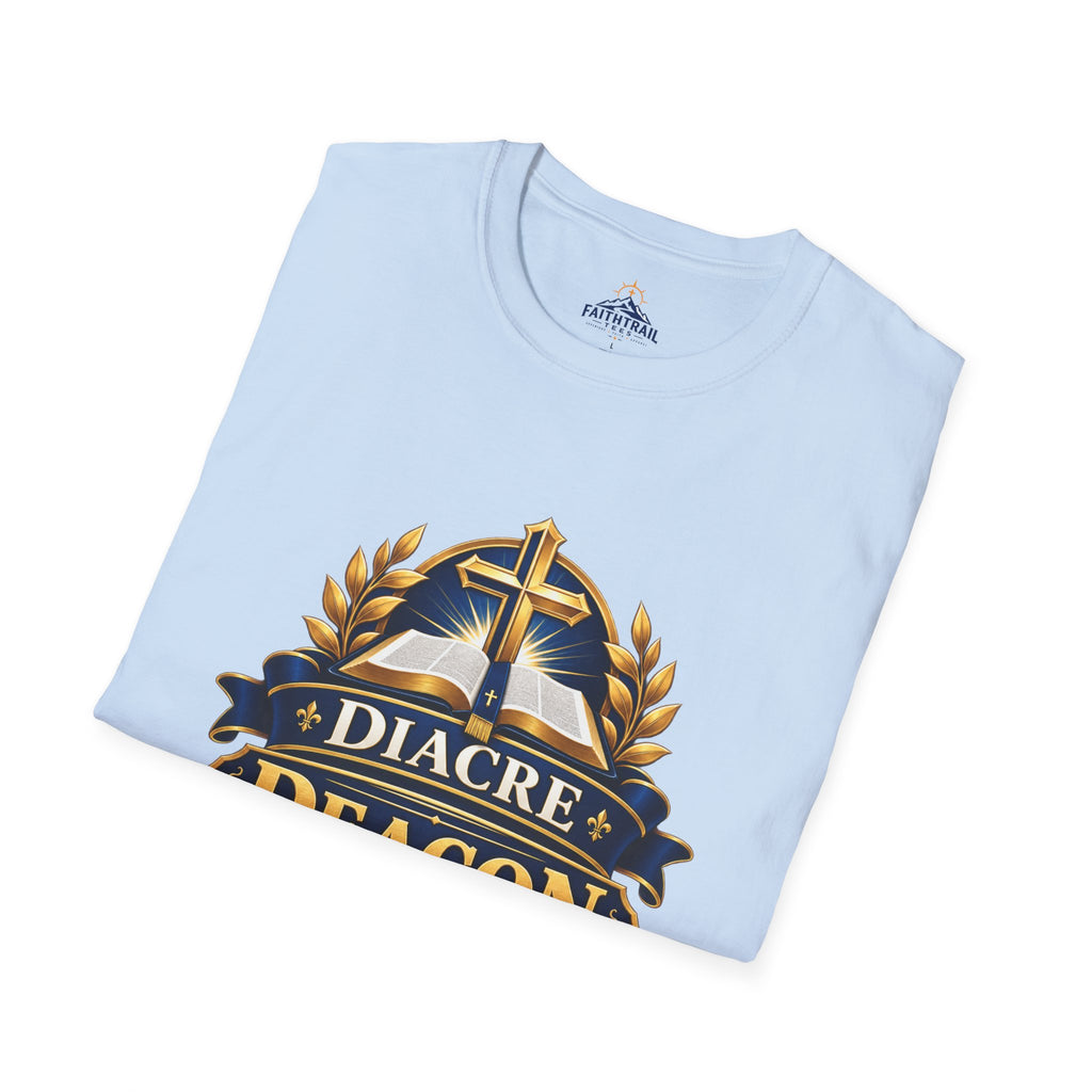 Deacon Faith T-Shirt — 'Diacre' Church Cross & Bible Emblem