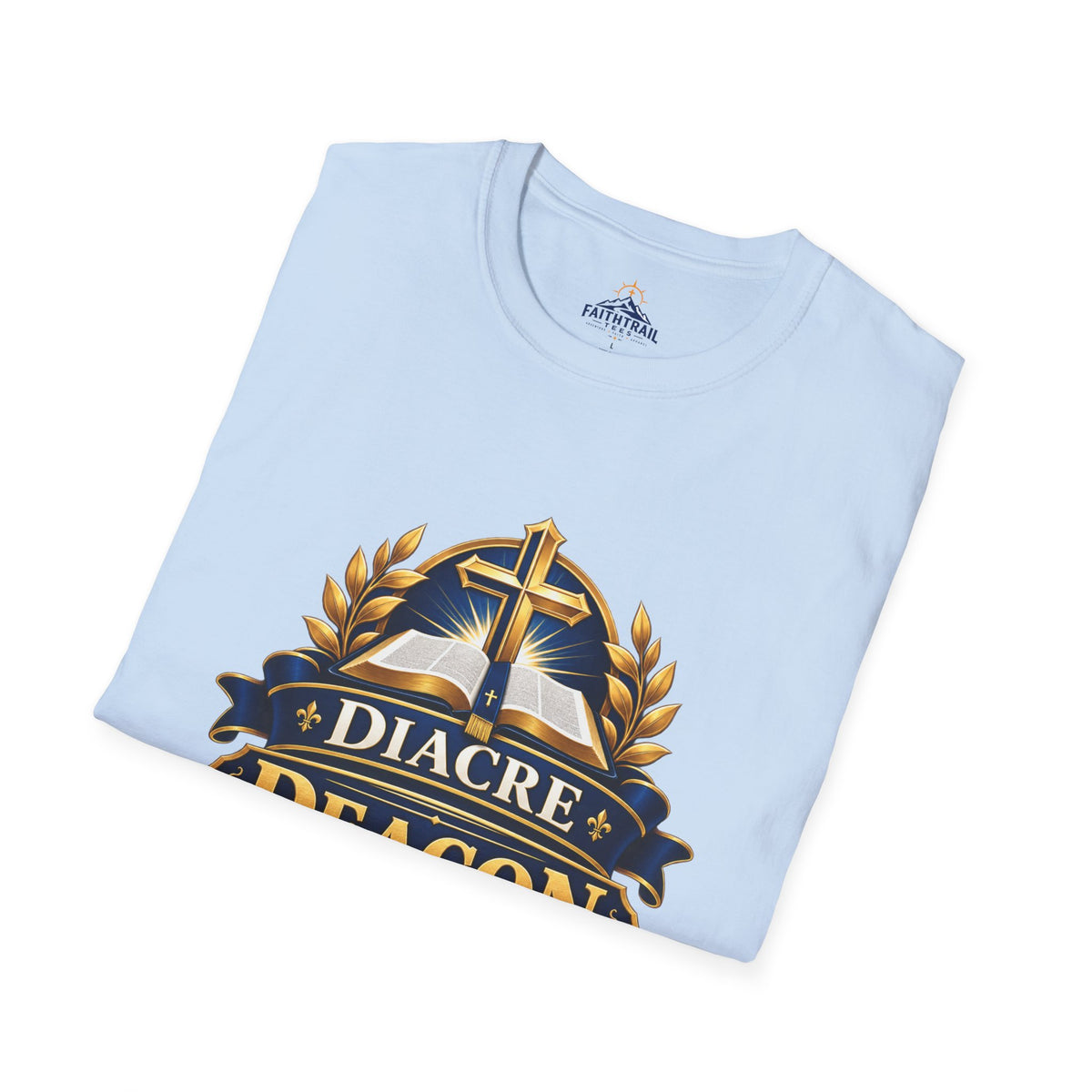 Deacon Faith T-Shirt — 'Diacre' Church Cross & Bible Emblem