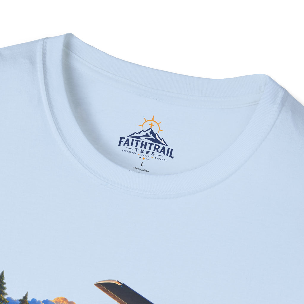 International Pathfinder Camporee 2029 (Stand Strong)- Coming Home T-Shirt — Vintage Airplane Sunset Travel Tee