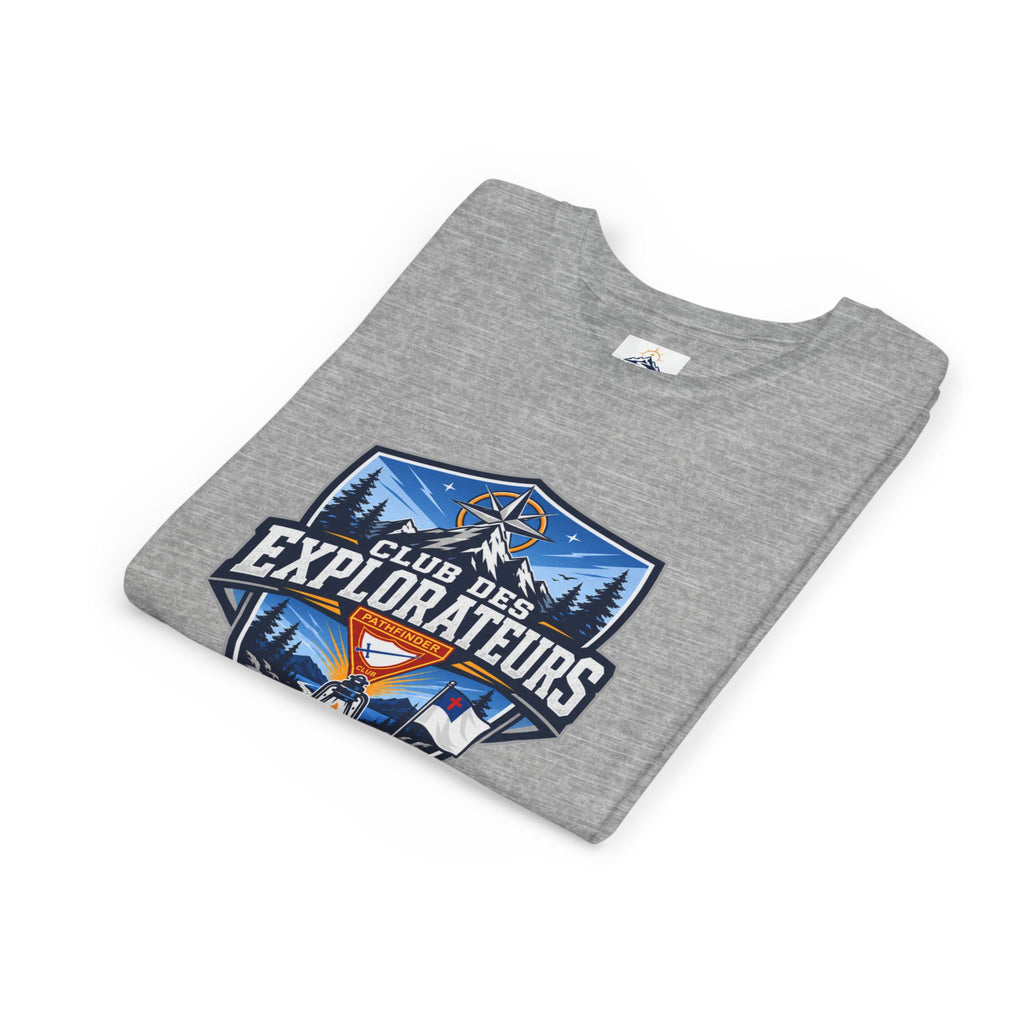 Explorateurs T-shirt pour les jeunes | Compas de camping, feu de camp, pins