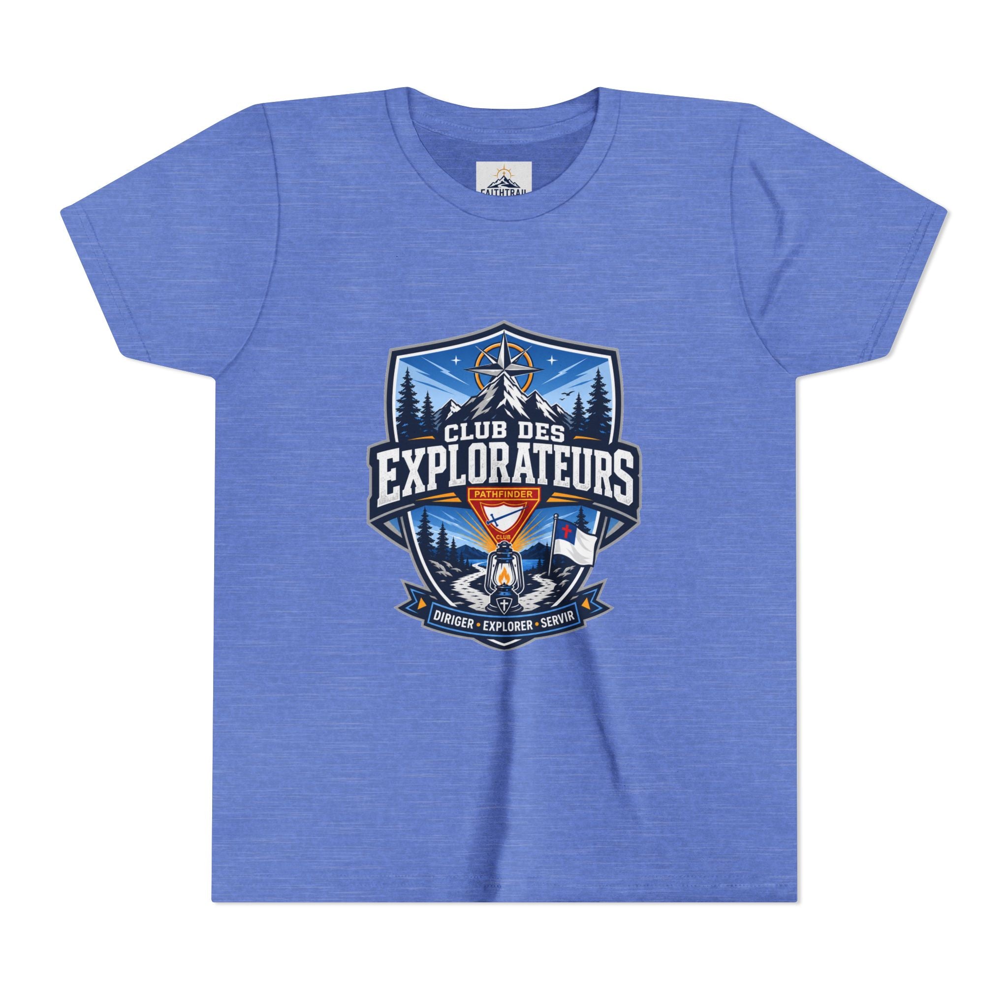Explorateurs T-shirt pour les jeunes | Compas de camping, feu de camp, pins