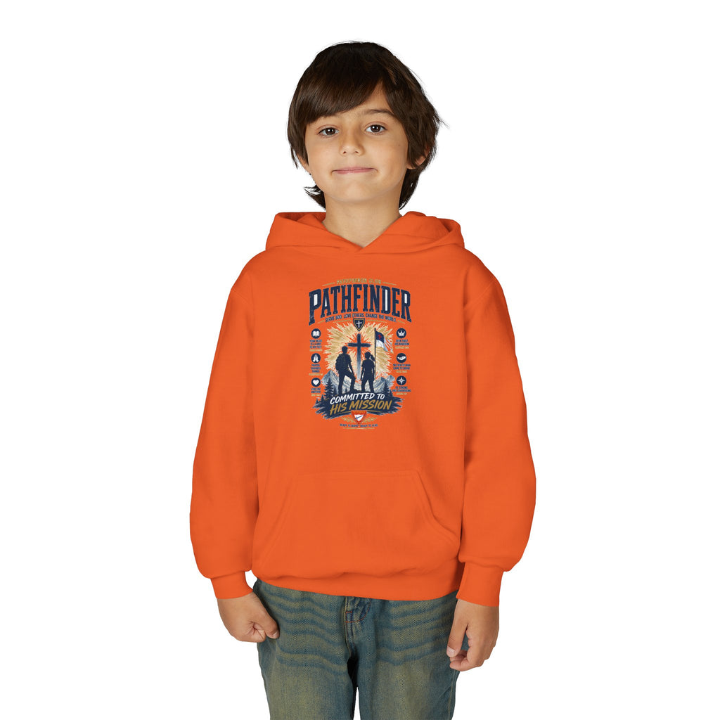 Pathfinder Cross Silhouette youth hoodie | Christian scout adventure design