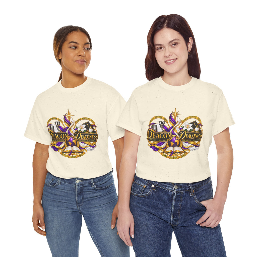 Deacon & Deaconess Heart Logo T-Shirt — Church Ministry Tee (Purple & Gold)