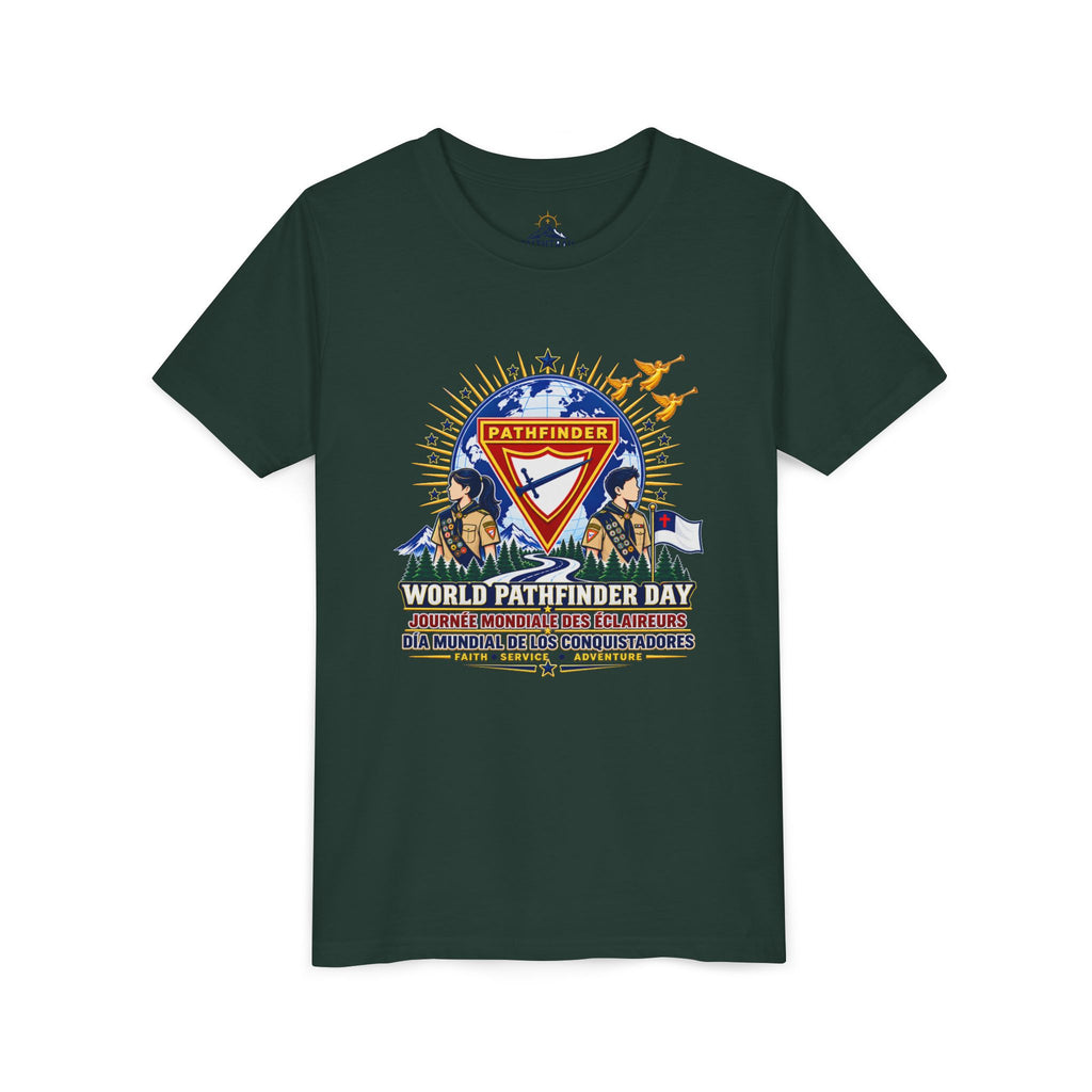 Youth Tee — World Pathfinder Day Badge Graphic (Trilingual)