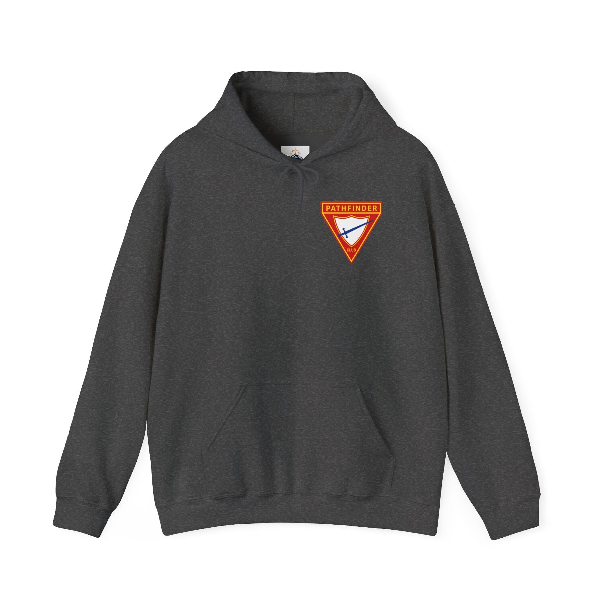 Pathfinder Club Hoodie — Vintage Triangle Patch Logo Hooded Sweatshirt