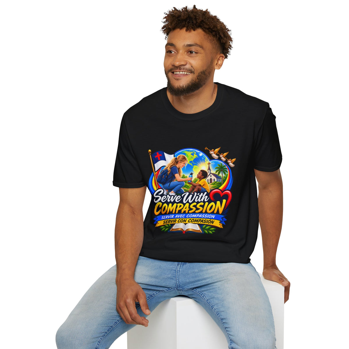 Serve With Compassion T-Shirt — Christian Volunteer Faith Tee