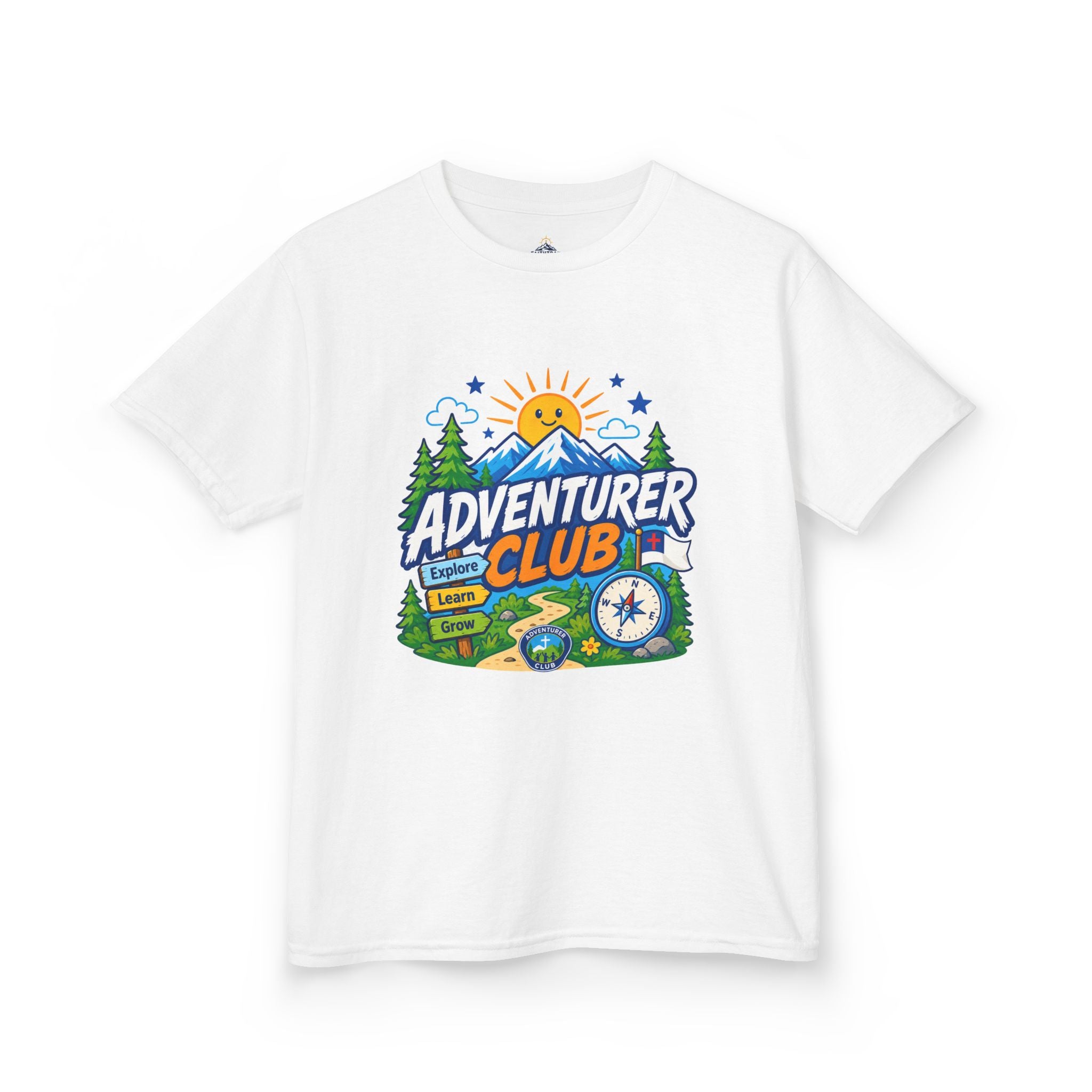 Adventurer Club Kids Tee | Camping Compass Sunrise Outdoors