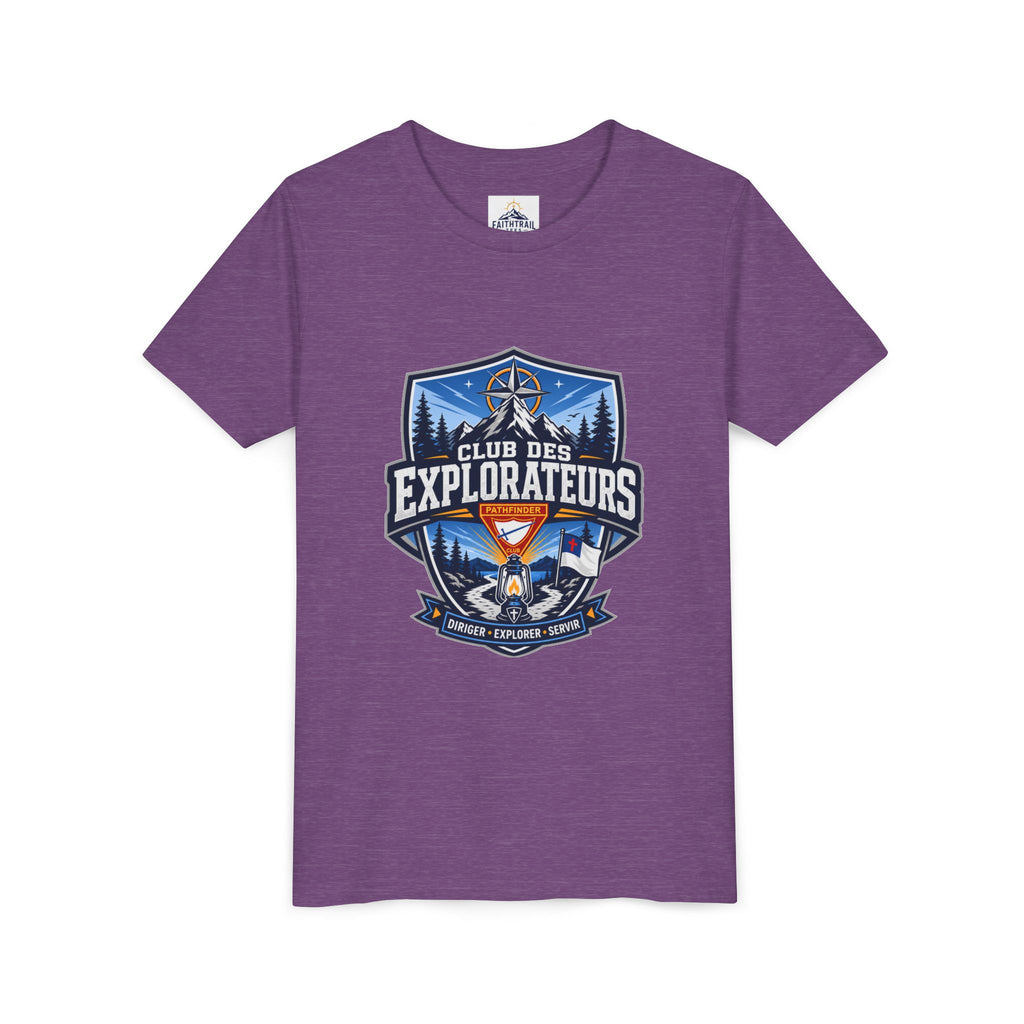 Explorateurs T-shirt pour les jeunes | Compas de camping, feu de camp, pins
