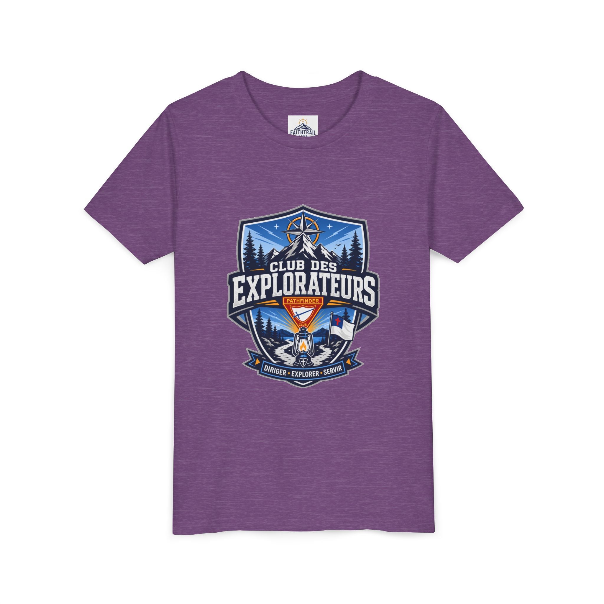 Explorateurs T-shirt pour les jeunes | Compas de camping, feu de camp, pins