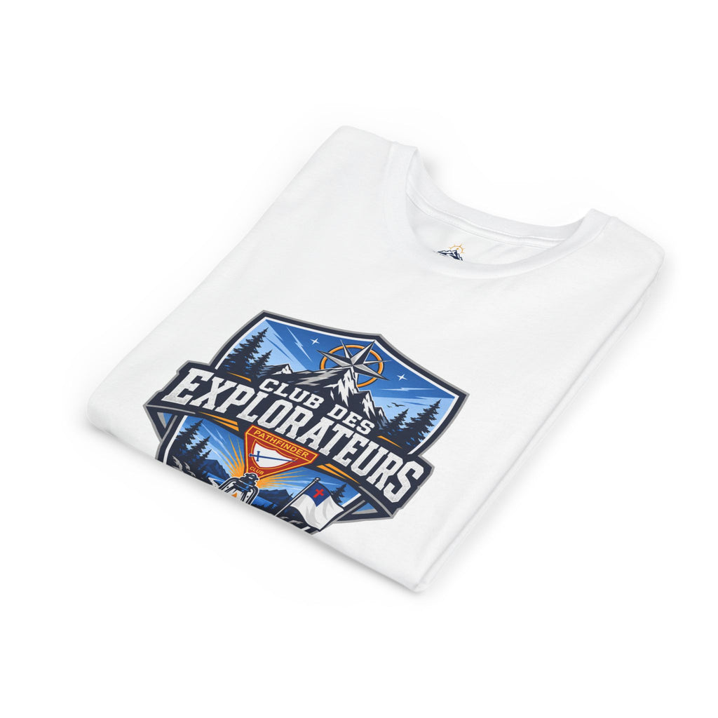 Explorateurs T-shirt pour les jeunes | Compas de camping, feu de camp, pins