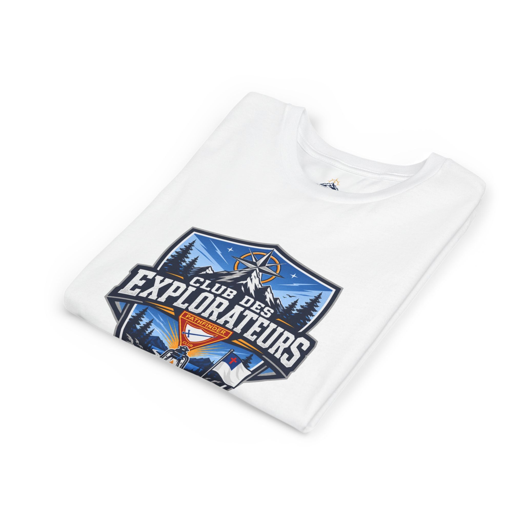 Explorateurs T-shirt pour les jeunes | Compas de camping, feu de camp, pins