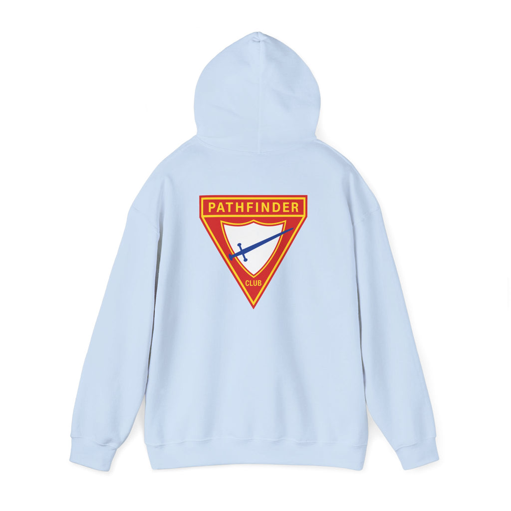 Pathfinder Club Hoodie — Vintage Triangle Patch Logo Hooded Sweatshirt