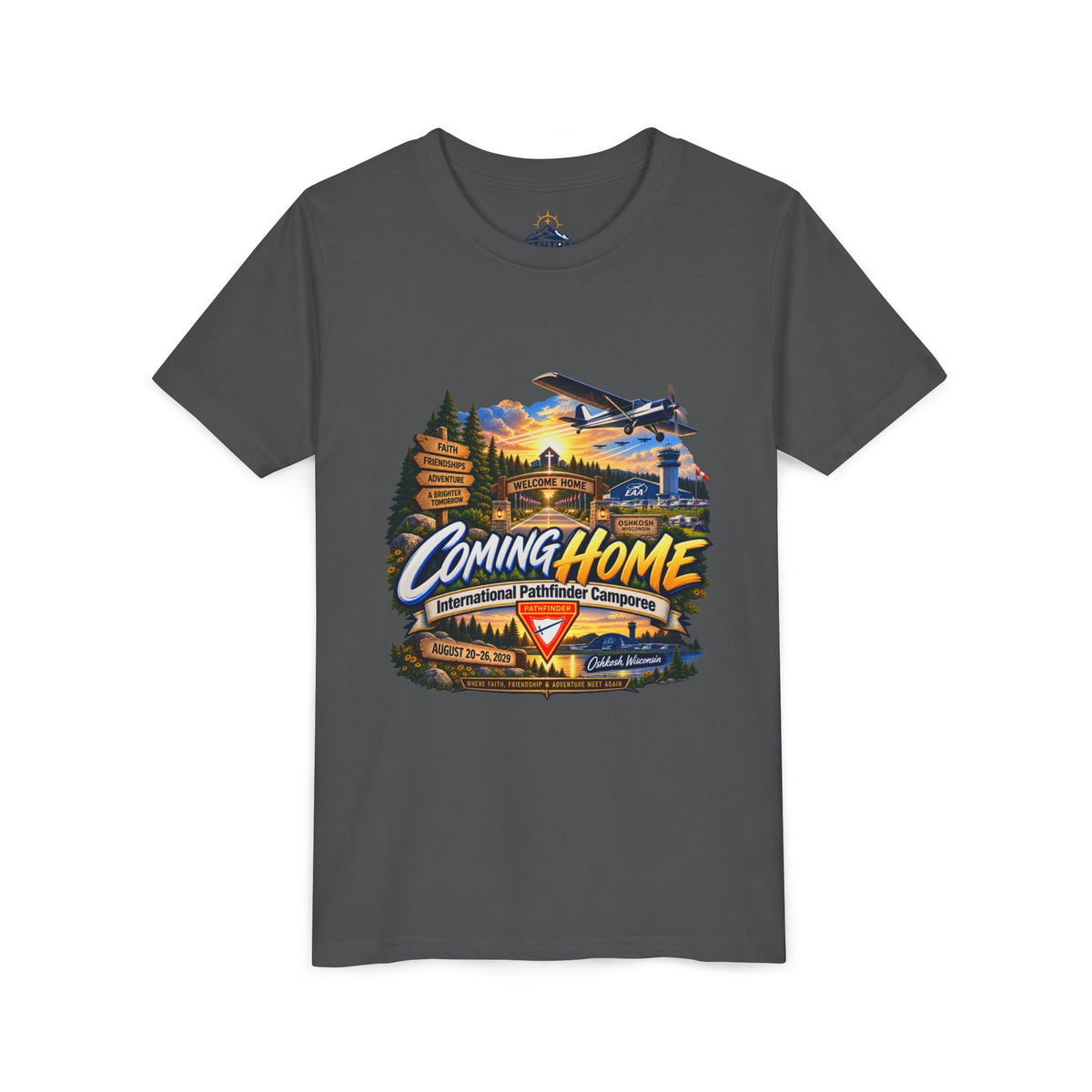 International Pathfinder Camporee - Stand Strong - Osh Kosh T-Shirt/Youth Tee — "Coming Home"