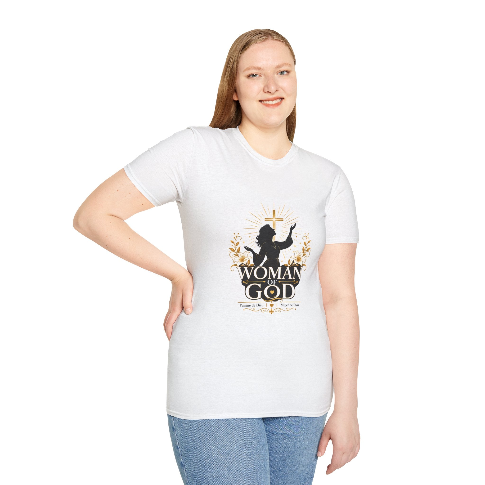 Woman of God T‑Shirt — Faith-Inspired Christian Tee with Cross Silhouette