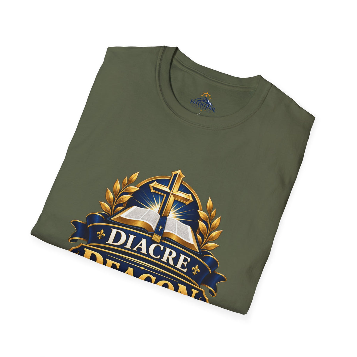 Deacon Faith T-Shirt — 'Diacre' Church Cross & Bible Emblem