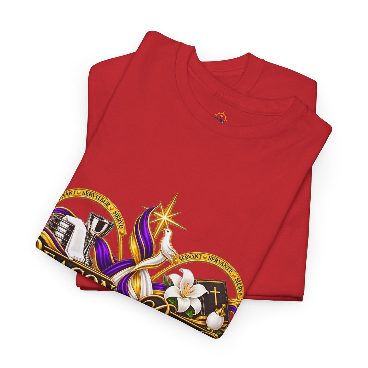 Deacon & Deaconess Heart Logo T-Shirt — Church Ministry Tee (Purple & Gold)