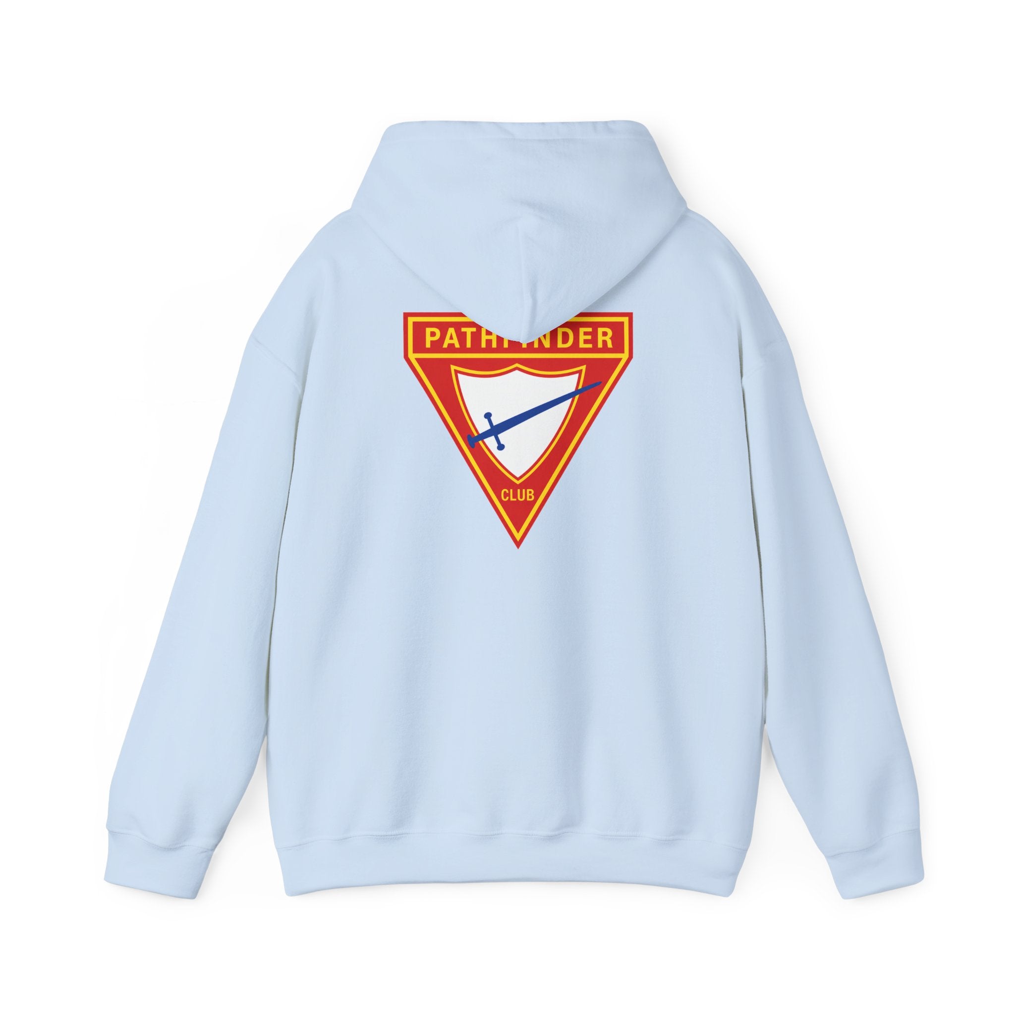 Pathfinder Club Hoodie — Vintage Triangle Patch Logo Hooded Sweatshirt