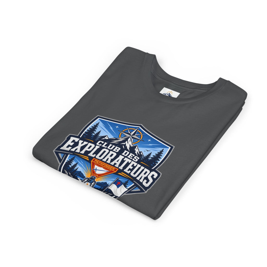 Explorateurs T-shirt pour les jeunes | Compas de camping, feu de camp, pins