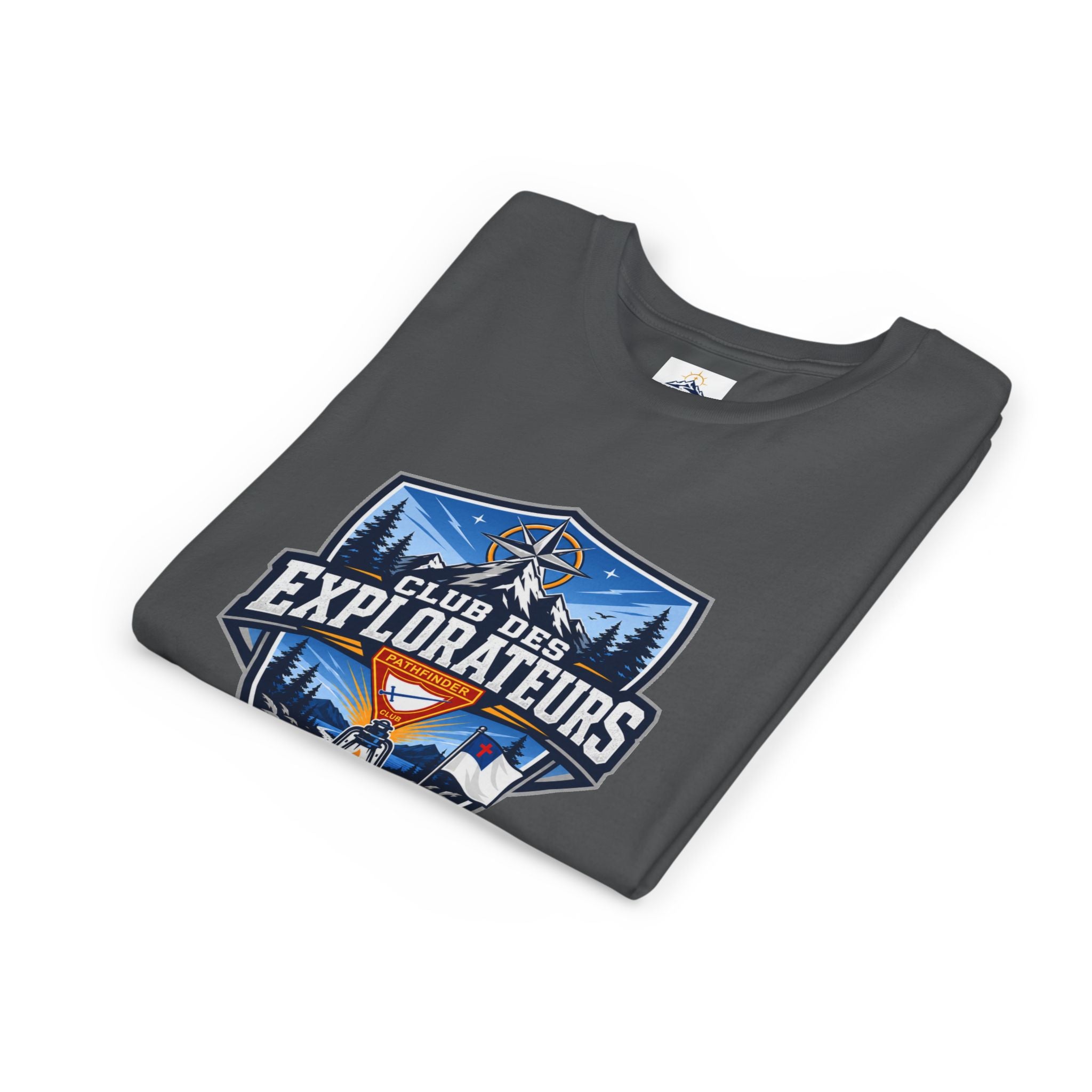 Explorateurs T-shirt pour les jeunes | Compas de camping, feu de camp, pins