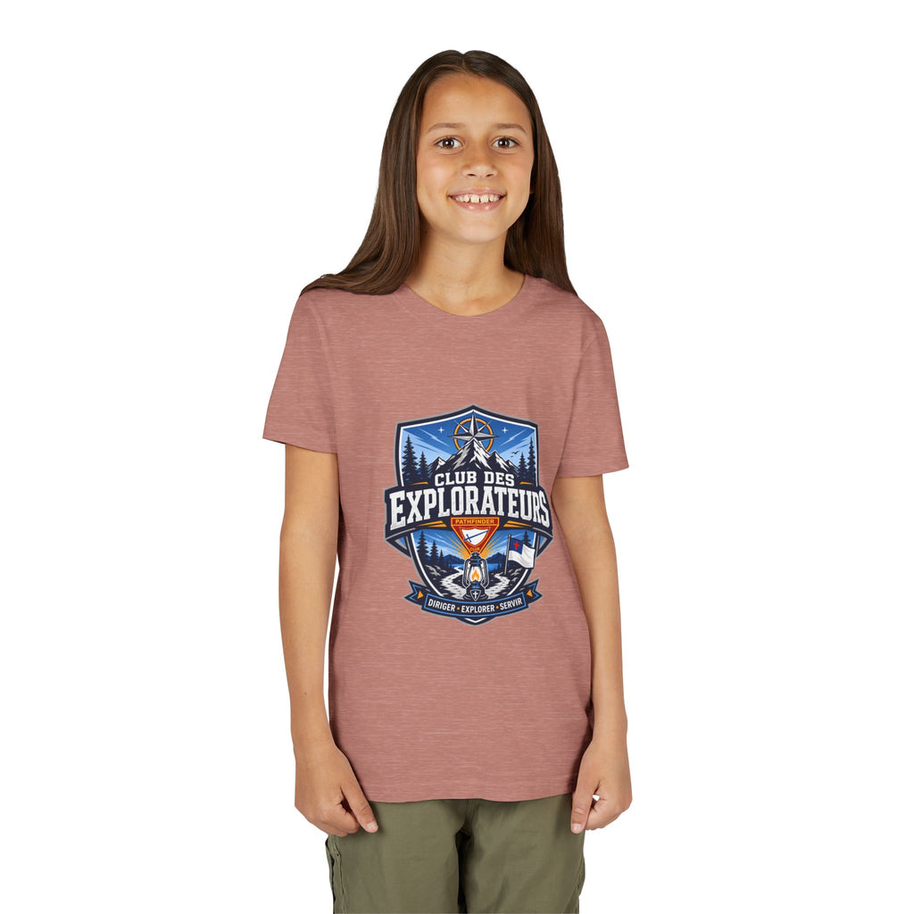 Explorateurs T-shirt pour les jeunes | Compas de camping, feu de camp, pins